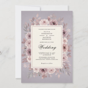 Mauve Ethereal Floral Wedding Invitation