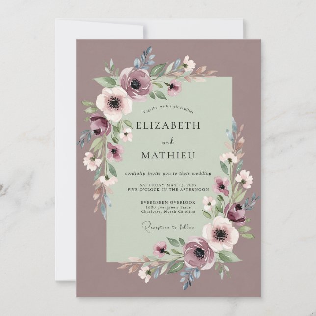 Mauve Ethereal Romantic Wedding Invitation (Front)