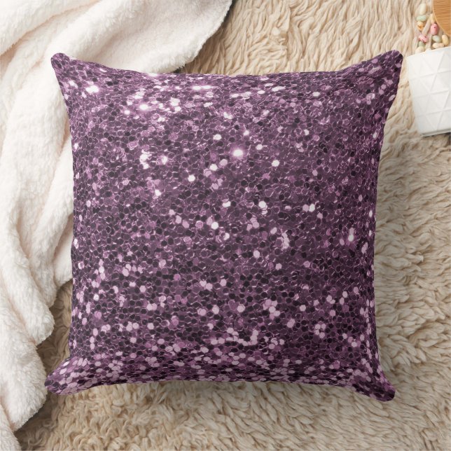 Mauve Faux Sequin Glitter Throw Pillow (Blanket)