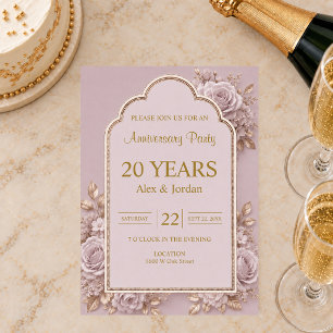 Mauve Floral Anniversary Party Invitation