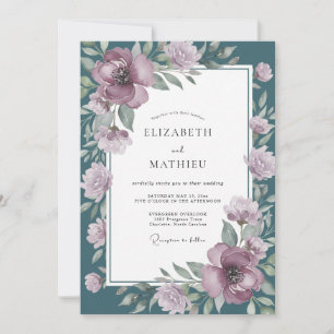 Mauve Floral Arrangement Wedding Invitation
