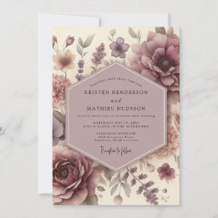 Mauve Floral Bloom Wedding Invitation