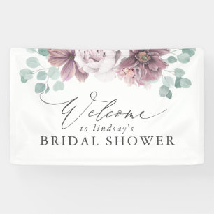 Mauve Floral Bridal / Baby Shower Welcome Banner