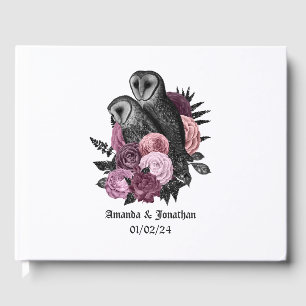 Mauve Floral Owls Gothic Wedding Guest Book