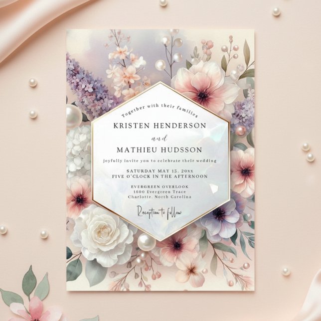 Mauve Floral Romantic Wedding Invitation (Creator Uploaded)