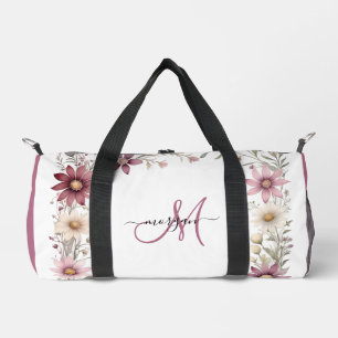 Mauve Floral Small Personalised Gym Duffel Bag