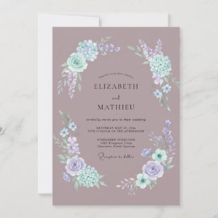 Mauve Floral Swirl Wedding Invitation