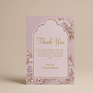 Mauve Floral Thank You Card