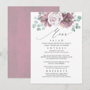 Mauve Floral Wedding Menu