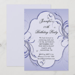 Mauve Flourish Framed Birthday Party Invitation