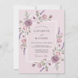 Mauve Flourishing Spring Wedding Invitation