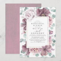 Mauve Flowers and Greenery Modern Rehearsal Dinner