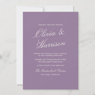 Mauve Garden Calligraphy Wedding Invitation