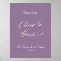 Mauve Garden Calligraphy Wedding Welcome Poster