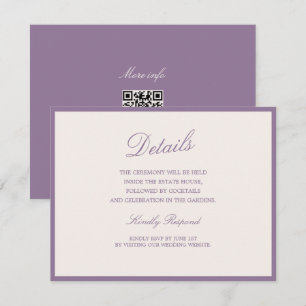 Mauve Garden Wedding QR Details Card