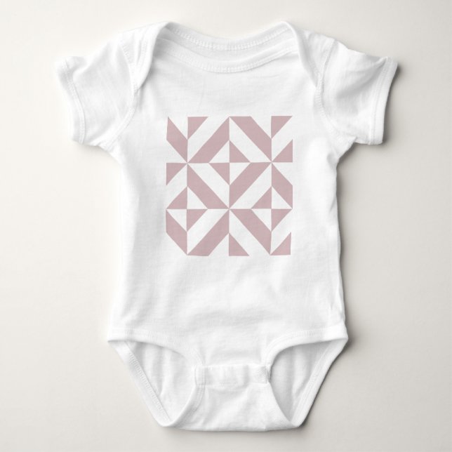 Mauve Geometric Deco Cube Pattern Baby Bodysuit (Front)