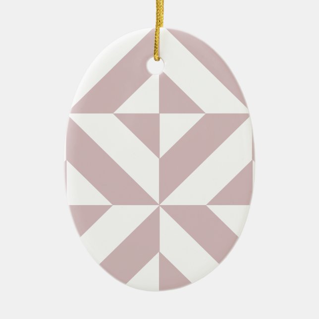Mauve Geometric Deco Cube Pattern Ceramic Tree Decoration (Front)