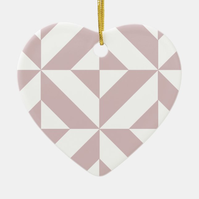 Mauve Geometric Deco Cube Pattern Ceramic Tree Decoration (Front)