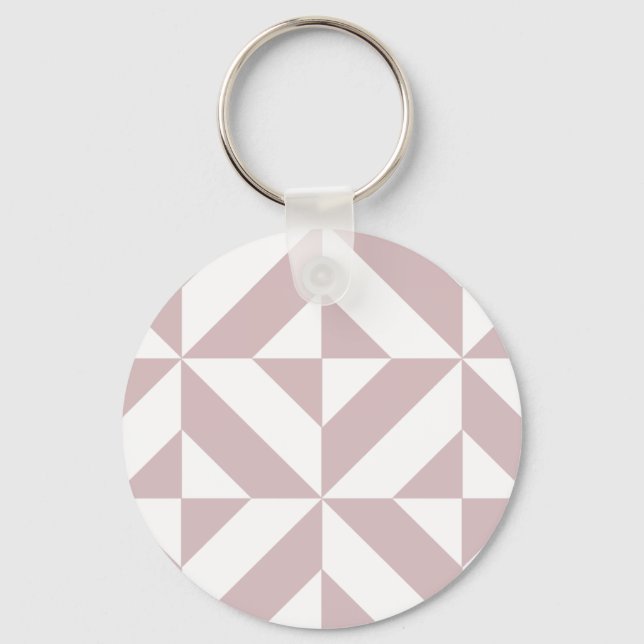 Mauve Geometric Deco Cube Pattern Key Ring (Front)