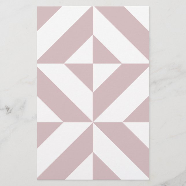 Mauve Geometric Deco Cube Pattern Stationery (Front)