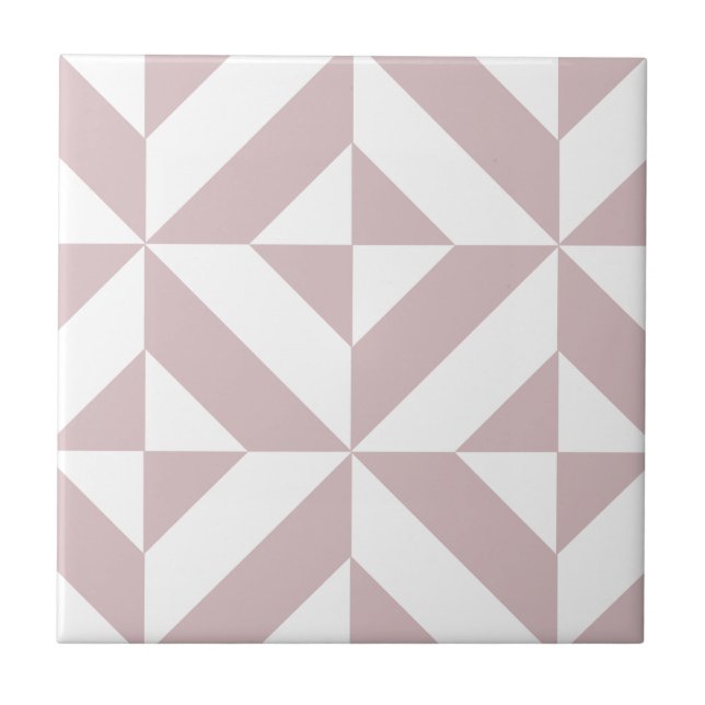 Mauve Geometric Deco Cube Pattern Tile (Front)