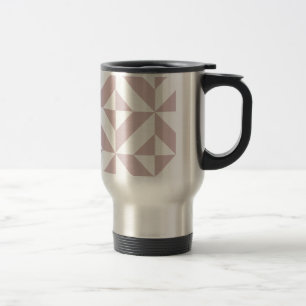 Mauve Geometric Deco Cube Pattern Travel Mug
