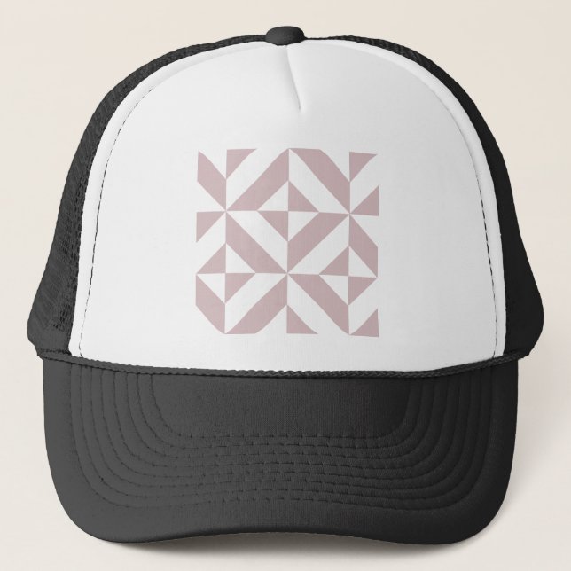 Mauve Geometric Deco Cube Pattern Trucker Hat (Front)