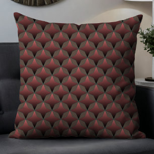 Mauve Geometric Modern Abstract Pattern in Brown Cushion