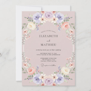Mauve Graceful Springtime Wedding Invitation