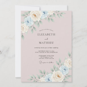 Mauve Graceful Watercolor Wedding Invitation
