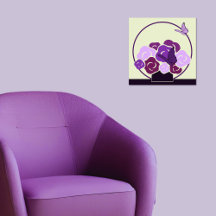 Mauve Grape Purple Bouquet & Butterflies Square 