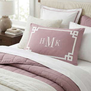 Mauve Greek Key Monogram Pair of Standard Pillowcase