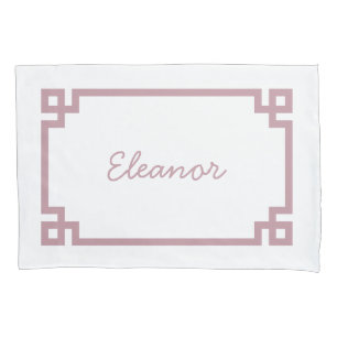 Mauve Greek Key Monogram Standard Pillow Case