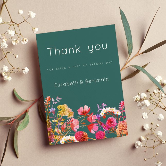 Mauve green orange pink yellow summer Thank You  Invitation (Mauve green orange pink yellow summer Thank You)