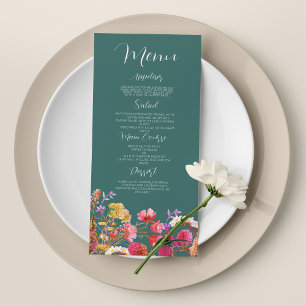 Mauve green orange pink yellow summer Wedding Menu