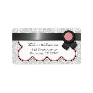 Mauve & Grey Damask Personalised Address Labels