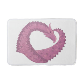 Mauve heart dragon on white bath mat