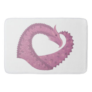 Mauve heart dragon on white bath mat