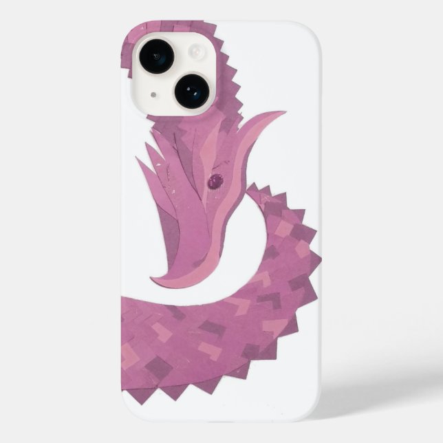 Mauve heart dragon on white Case-Mate iPhone case (Back)