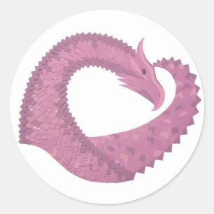 Mauve heart dragon on white classic round sticker