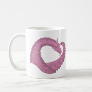 Mauve heart dragon on white coffee mug