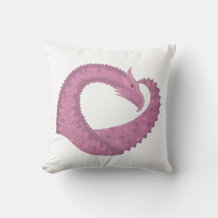 Mauve heart dragon on white cushion