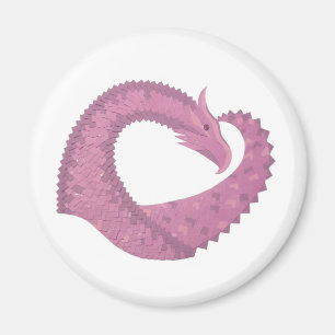 Mauve heart dragon on white magnet
