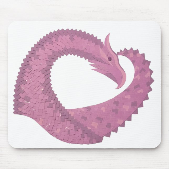 Mauve heart dragon on white mouse pad (Front)