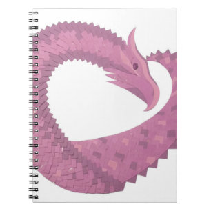 Mauve heart dragon on white spiral notebook