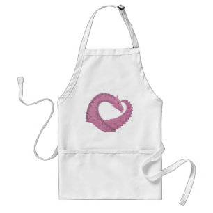 Mauve heart dragon on white standard apron