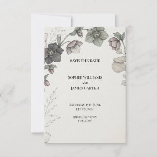 Mauve Hellebore Botanical Wedding Save the Date