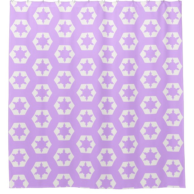 Mauve hexagon honeycomb starflake pattern shower curtain (Front)