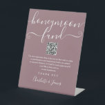 Mauve Honeymoon Fund QR Code Pedestal Sign<br><div class="desc">An elegant mauve honeymoon fund sign,  personalised with your special message,  names and wishing well QR code. Designed by Thisisnotme©</div>