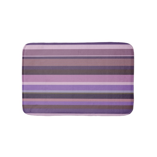 Mauve horizontal stripes bath mat (Front)